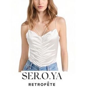 SER.O.YA Retrofete Carson Bodysuit White‎ Satin Size Small